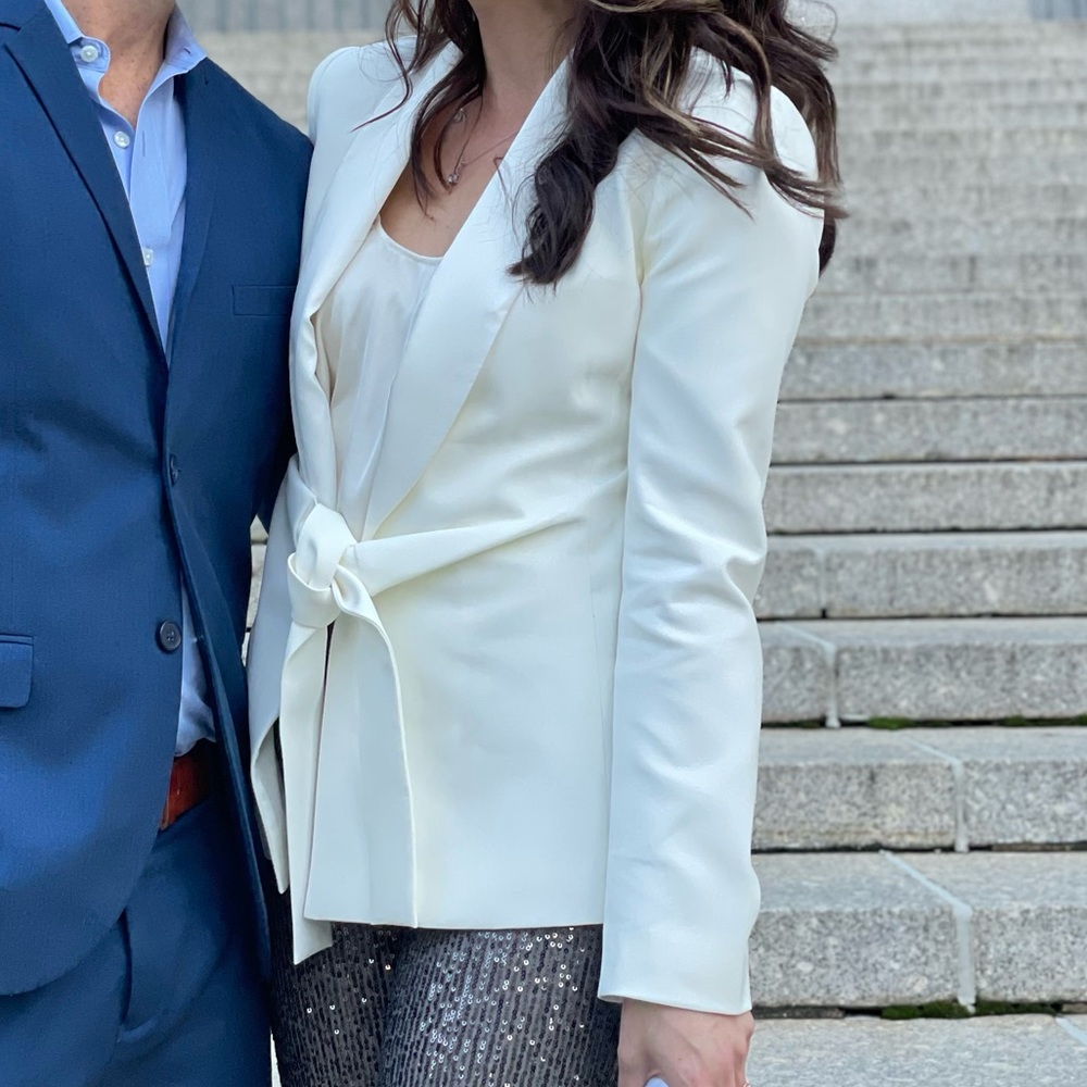 Donna Karan Satin Collar Tie-Front Blazer - Worn Once!